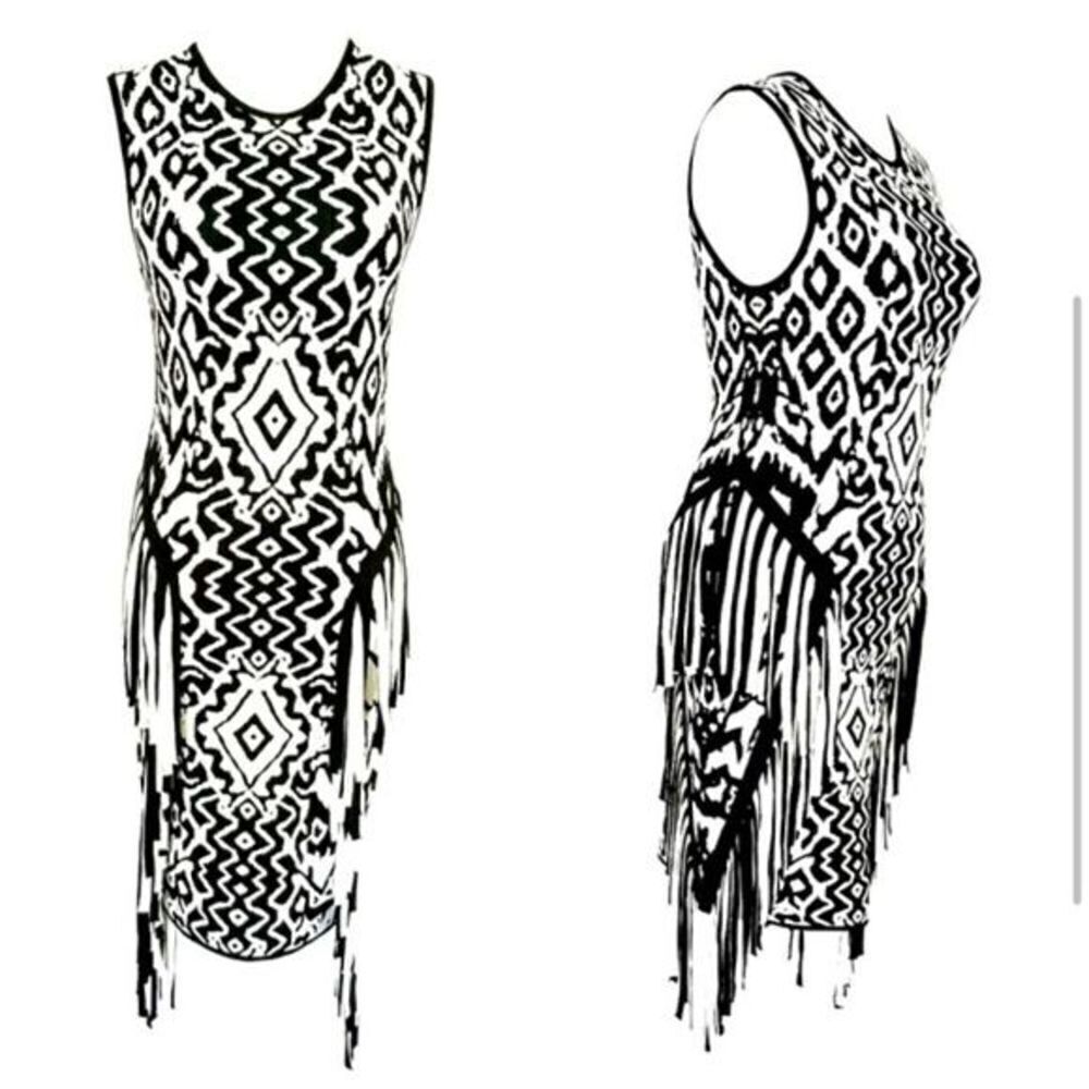 ronny kobo black and white sleeveless dress